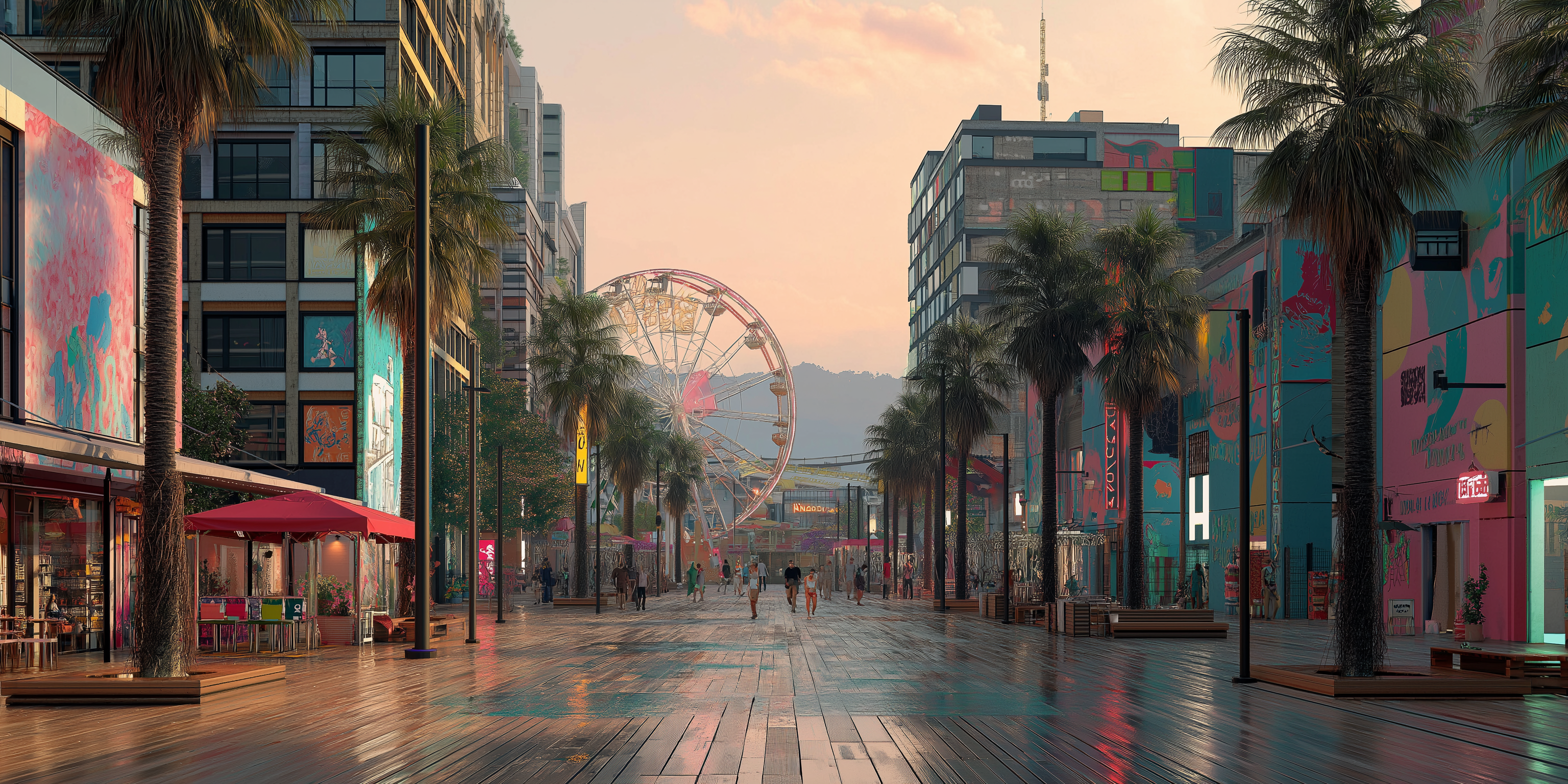 Europaallee transformed into LA boardwalk — daytime